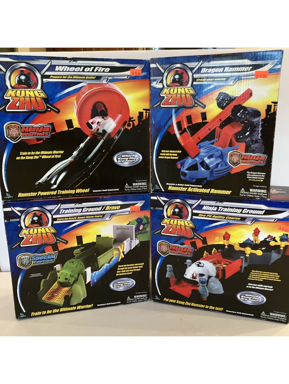 LOT Of 4 KUNG ZHU Toys HAMSTER TRAINING GROUND Battle ARMOR Ninja WARRIORS NEW